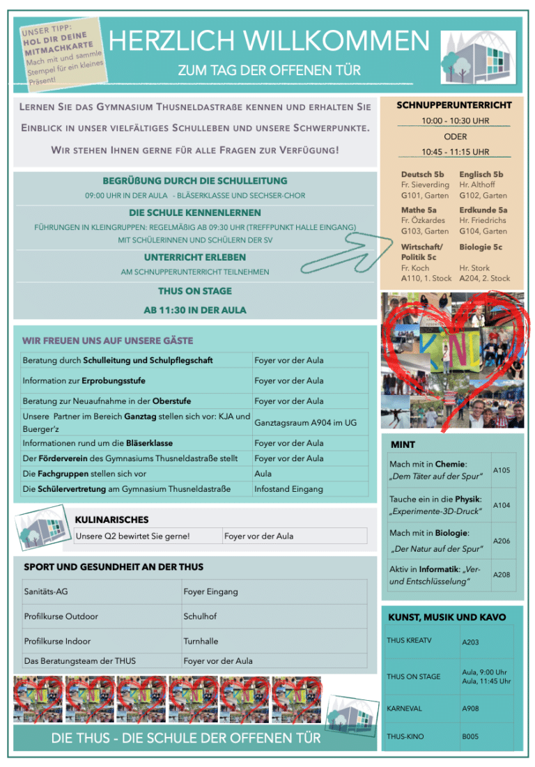 Programmübersicht zum Tag der offen Tür am Samstag, den 23.11.2024